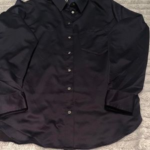 Navy satin button down